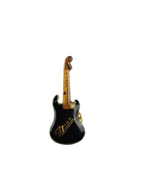 Vintage ZZ Top Lapel Pin Enamel Guitar-Shaped Gold & Black Classic Rock